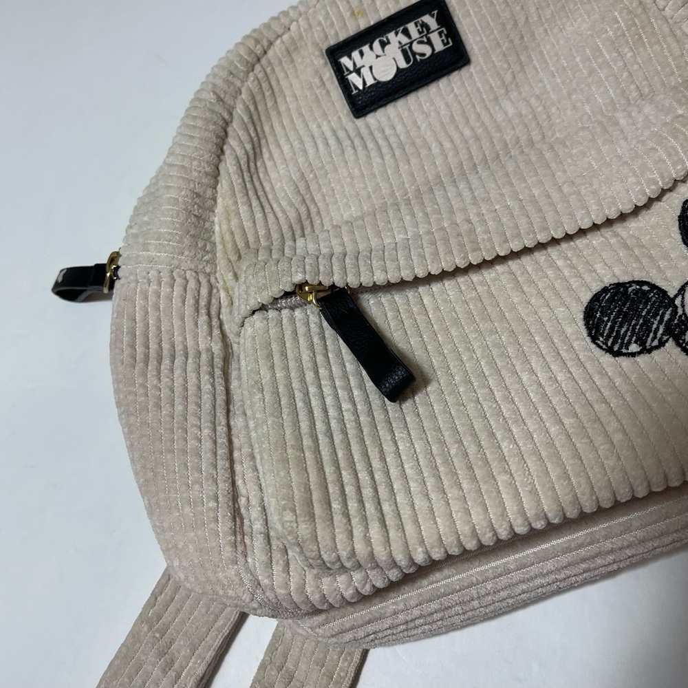 Cream and Black Mini Backpack with Textured Fabric - Picture 5 of 15